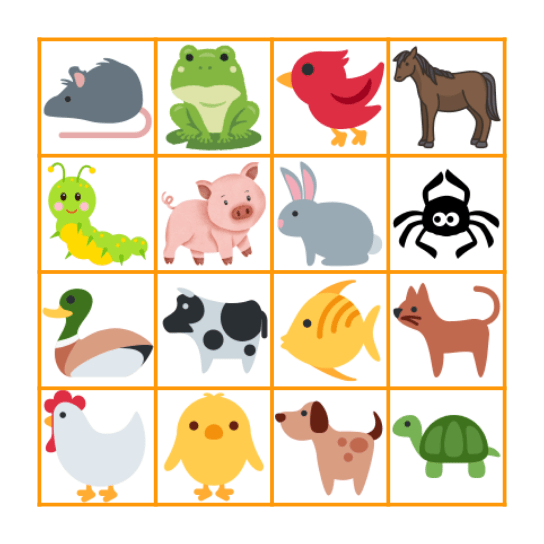 Animal Bingo Card