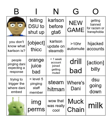 Dani's Basement Bingo Card