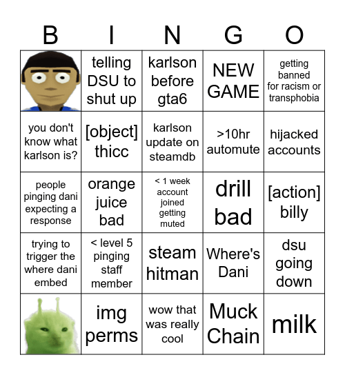 Dani's Basement Bingo Card