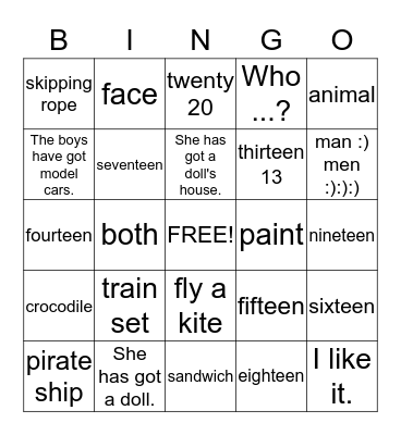 TOYS    Bingo   U. 10 Bingo Card