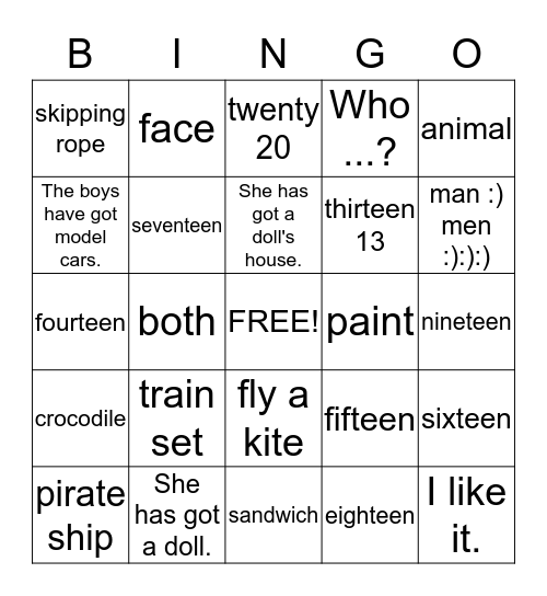 TOYS    Bingo   U. 10 Bingo Card