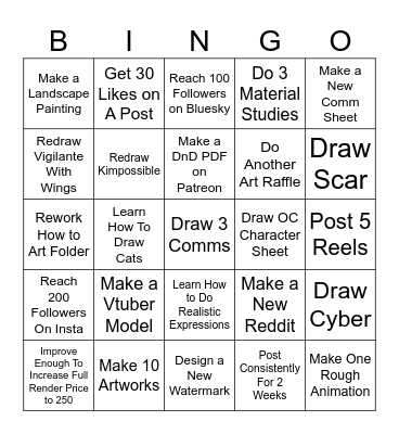2025 Art Bingo Card