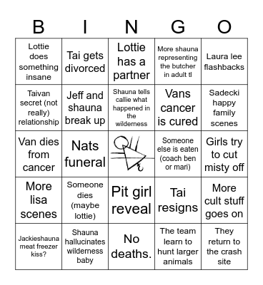 Yellowjackets s3 predictions, Bingo Card