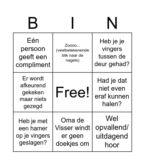 Nagellak Bingo Card