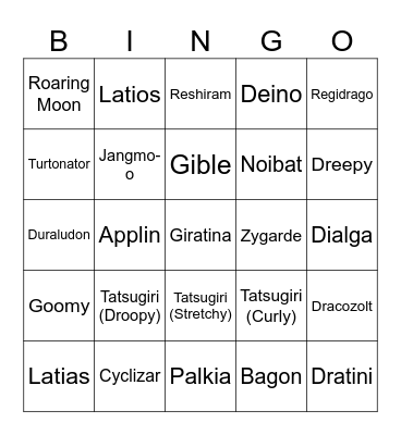 Dragon Pokemon Shiny Hunt Bingo Card