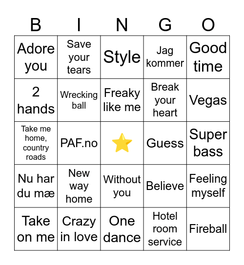 ⭐️ Nyttårsbord ⭐️ Bingo Card