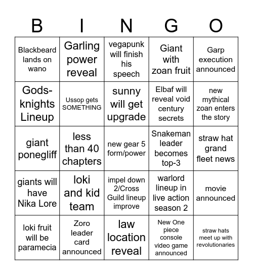 one piecew Bingo Card