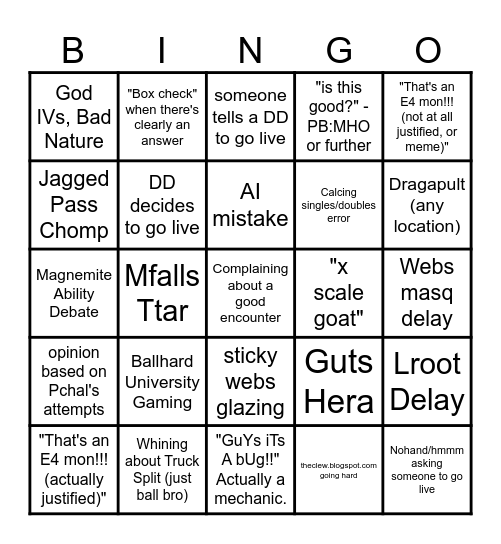 Pchal Cord Bingo Card