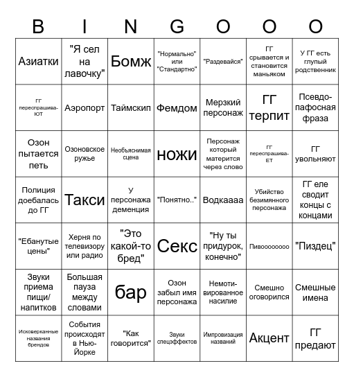 Озон аудиокниги (dmyrych & beyondbussin) Bingo Card