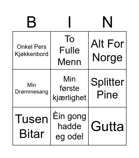 Åsly Bingo Card