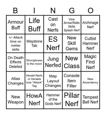 PoE 2 0.1.1 Bingo Card