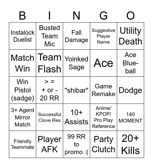 COMP BINGO Card