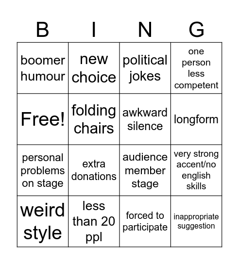 boomer humour Bingo Card