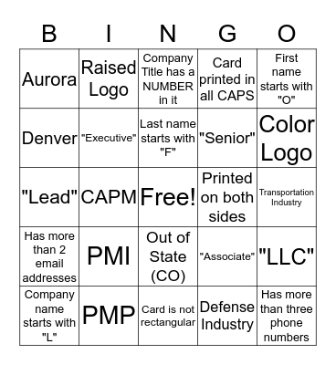 Speed Mentoring Bingo Card