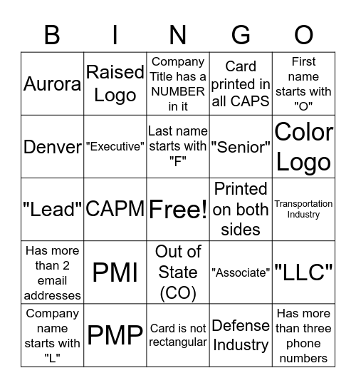 Speed Mentoring Bingo Card