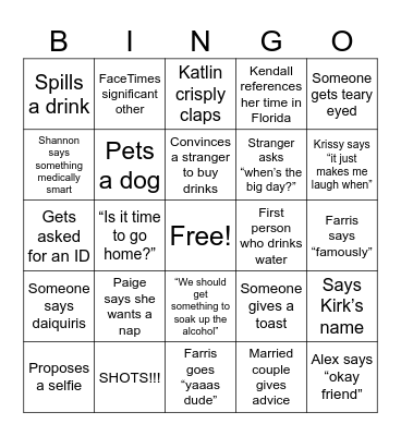 Katlin’s Bach 💍👰‍♀️🥂 Bingo Card