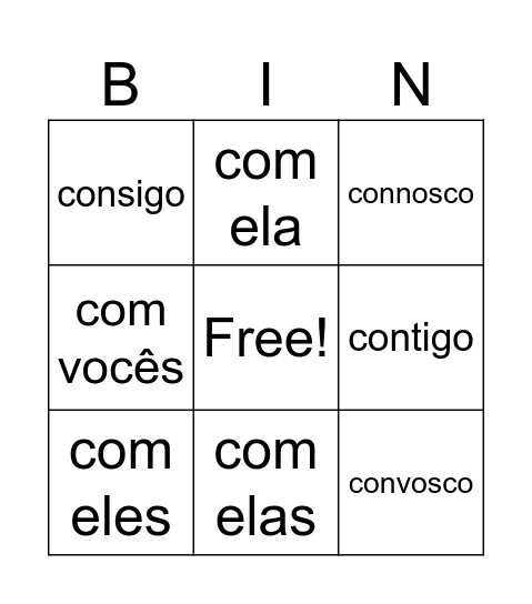 Bingo do Com Bingo Card