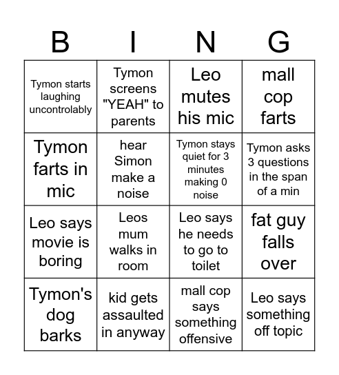 mall cop movie Bingo Card