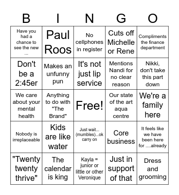 Dyllonian Bingo Card