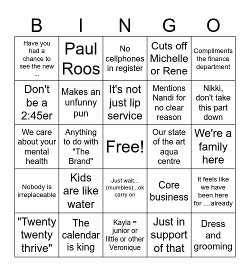 Dyllonian Bingo Card
