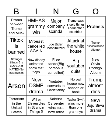 2025 Bingo Card