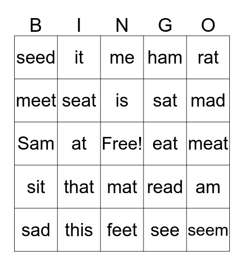 SRA BINGO #1 Bingo Card