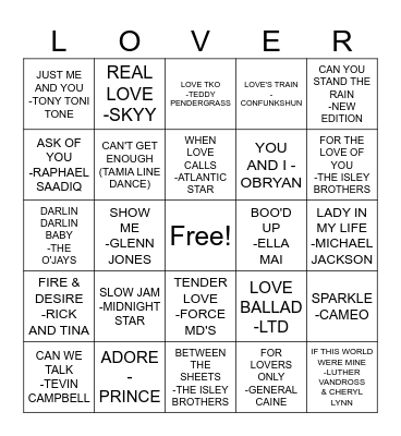 FOR LOVERS ONLY! Bingo Card