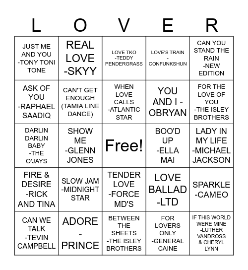 FOR LOVERS ONLY! Bingo Card