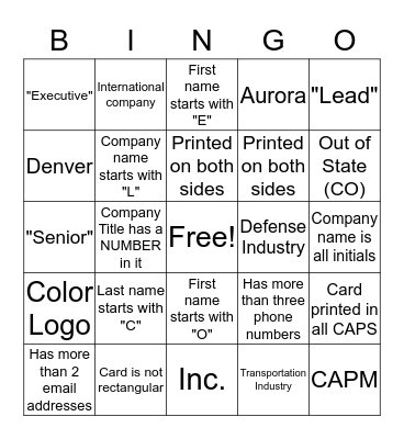 Speed Mentoring Bingo Card
