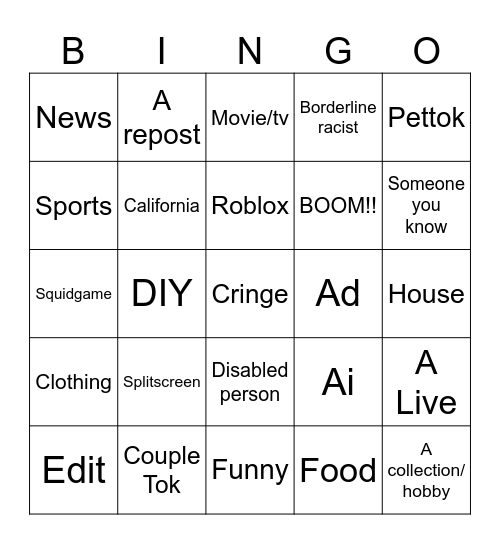Untitled Bingo Card