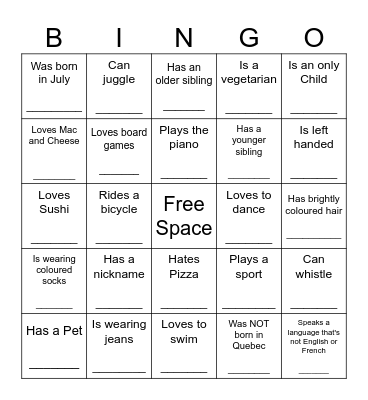 UCM People Bingo Card