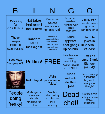 MARVEL DISCORD Bingo Card