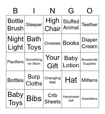 Baby Gift Bingo Card