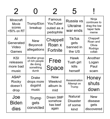 2025 Pop Culture Bingo! Bingo Card