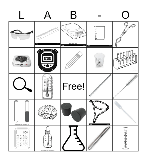 Chemistry Lab Tool Bingo Card
