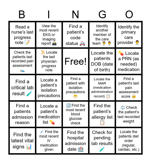 CareConnect Bingo Card