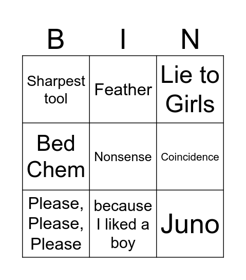 Sabrina Carpenter Bingo Card