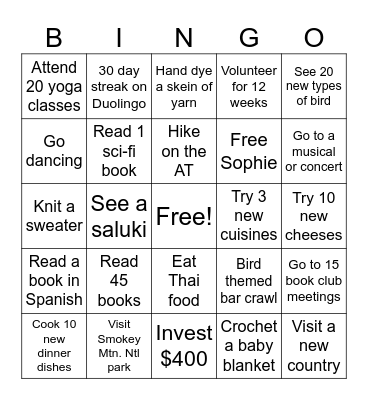 2025 Bingo Card