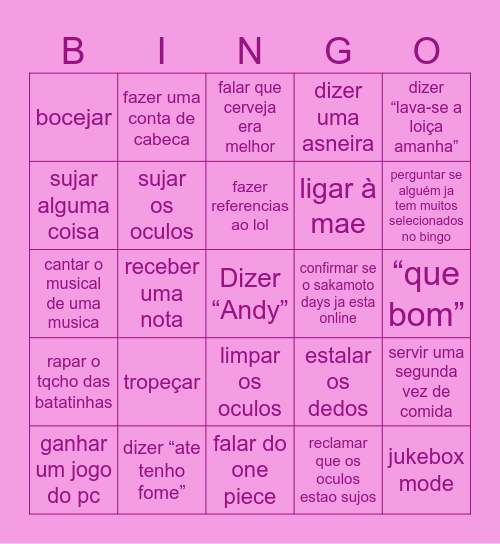 LUIS Bingo Card