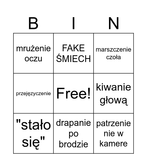 tik tok Bingo Card