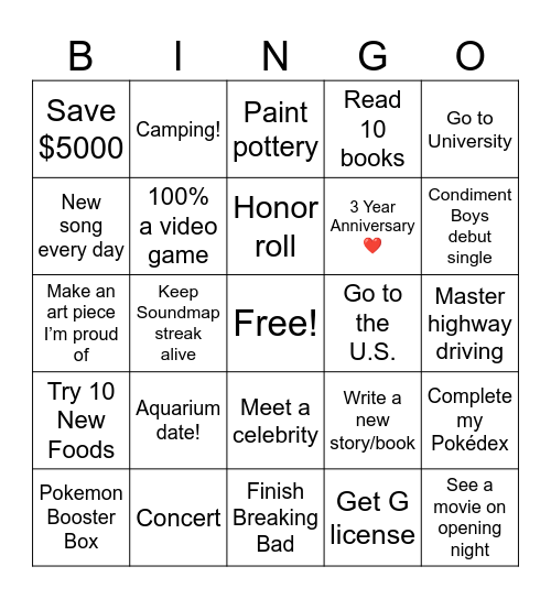 2025 Bingo Card