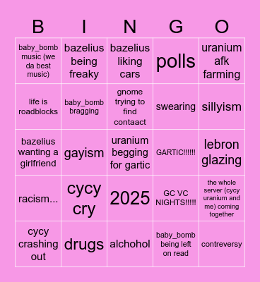gay people bingo Card