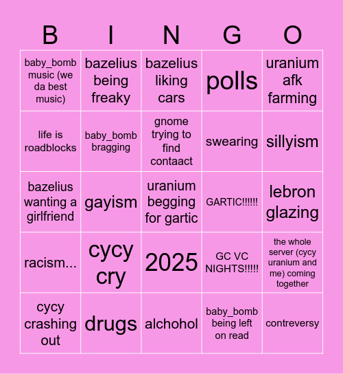 gay people bingo Card