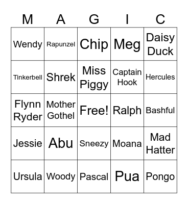 Disney Bingo Card