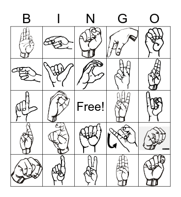 ASL Alphabet Bingo Card