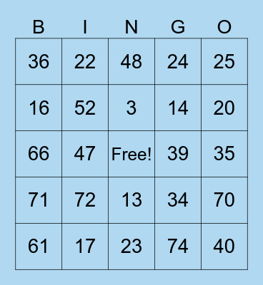 Baby Shower Bingo Card