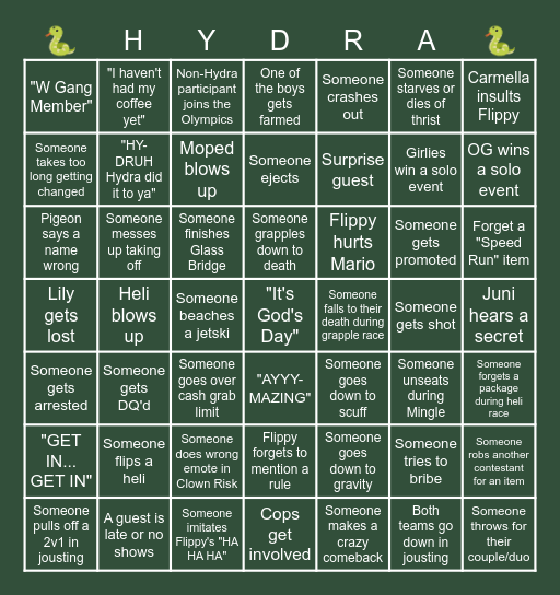 OLYMPIC BINGO Card