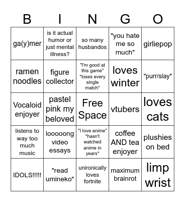 Jakob Bingo Card