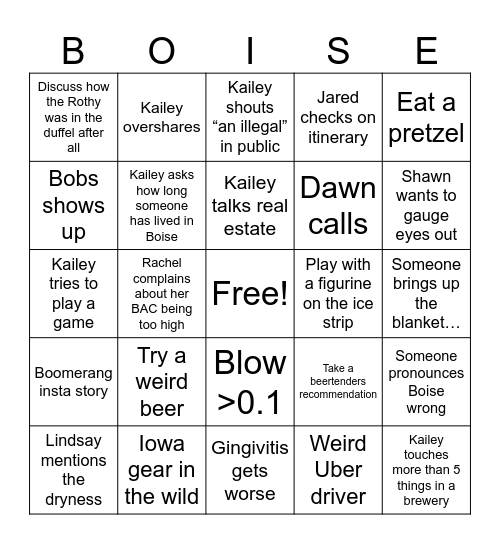 Boise Brewery Bingo! Bingo Card