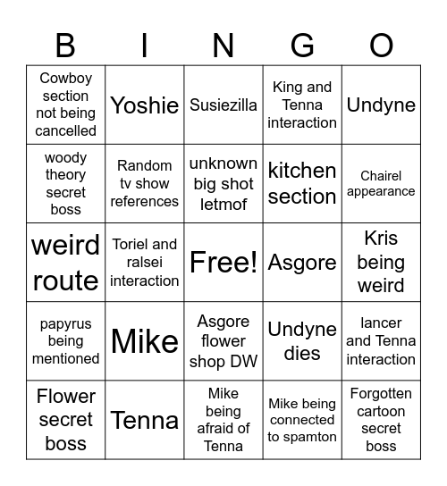 Deltarune Chp 3-4 bingo Card
